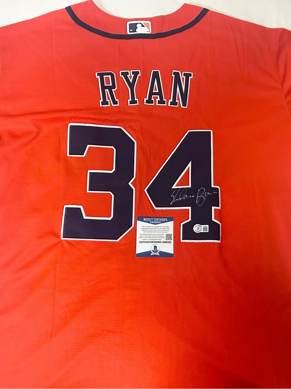 Nolan Ryan Signed Custom Astros Jersey Beckett COA XL